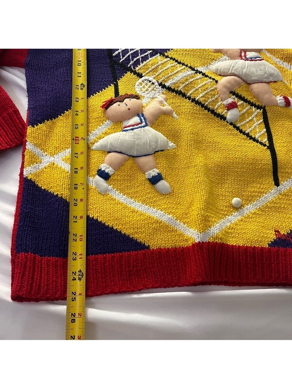 RARE Vtg 80s 3D Tennis Novelty Knit Sweater Handmade M - Picture 12 of 12